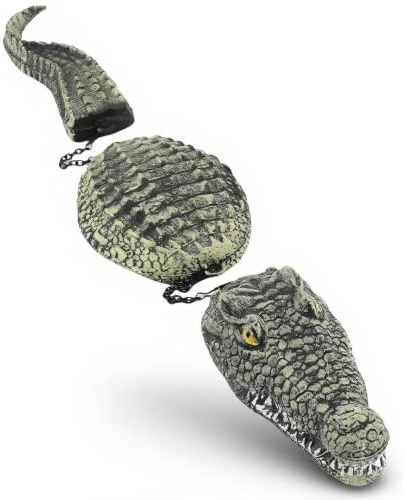 Otbushit Dammdekorationer: Flytande alligator-dekoration för damm, dekorationer - realistisk alligator med stängd mun för utomhuspooler och trädgårdar, grön
