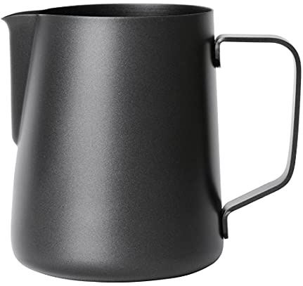 Olympia Non-Stick Stainless Steel Milk Frothing Jug 570ml, Black CM607 | Fine pouring spout offers precise control for latte art, paired with an ergonomic handle and easy-to-clean design.