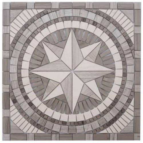 Antikmarmor Rosone 60x60 Windrose Mosaik Fliesen Naturstein Grau/Creme 069