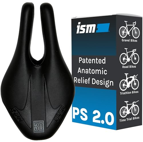 ISM PS 2.0 No Nose Bike Saddle - Noseless Bike Seat Designed for Triathletes, Time Trial Riders, and Road Racers - Patented Split Nose Bicycle Saddle Designed for Reduced Discomfort