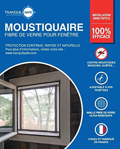 Mosquitera Fija Ventana Ajustable TRANQUILISAFE® - Mosquitera Estándar y a Medida para Ventanas - Protección contra Mosquitos y Moscas - Fija (ancho 80/96 - Alt. 45/61)