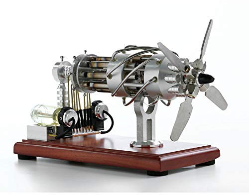 ColiCor stirlingmotor bausatz 16 Zylinder Taumelscheibe Heißluft Stirling Engine Physik Spielzeug Geschenk für Teenager, Erwachsene