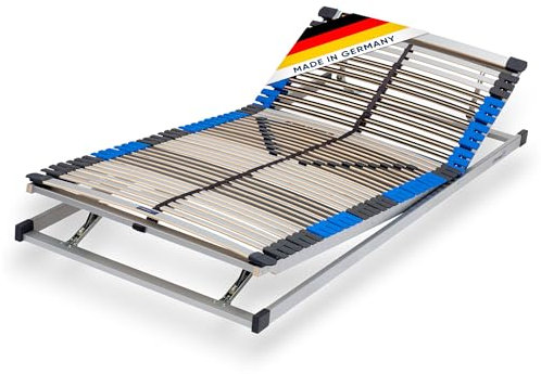 CubeSleep 7-Zonen Lattenrost Pure KF 44-Leisten | Kopf- und Fußteil verstellbar | Federung mit Härteregulierung | Made In Germany | GS Zertifiziert – geprüfte Sicherheit (140 x 200 cm)