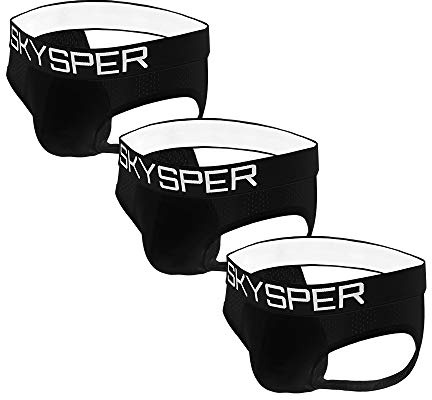 SKYSPER Men's Jock Strap 3pcs Athletic Supporter Sports Jockstraps Underwear with Leg Strap
