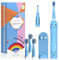 Brosse à dents électrique sonique pour enfants, brosse à dents sonique pour garçons filles de 3 à 12 ans avec rappel de 30 s, minuterie de 2 minutes, 6 modes, 4 têtes de brosse avec support