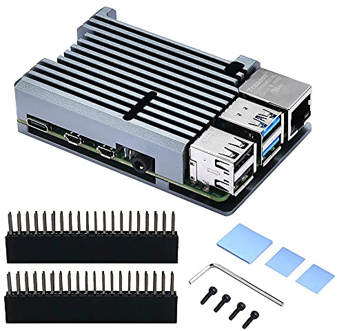 GeeekPi CNC Armor Gehäuse für Raspberry Pi 4, Aluminium Passive Kühlung Gehäuse Wärmeableitung Metallgehäuse für Raspberry Pi 4 8GB/4GB/2GB (Grau)