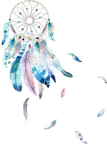 Wandtattoo Traumfänger Aquarell Wandtattoo Wandsticker Blumen Traumfänger Feder Wandsticker als Wanddekoration für Geschäfte Schaufenster Schlafzimmer Wohnzimmer Wand
