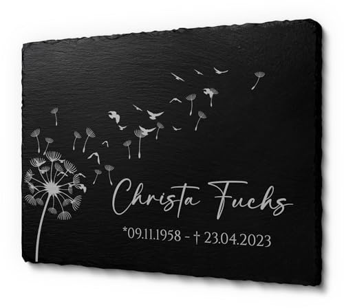 CHRISCK design Grabstein für den Außenbereich für Deinen Lieblingsmenschen | Gedenkstein Gedenktafel aus Schiefer | gestalte Dein Grabplatte ganz einfach selbst