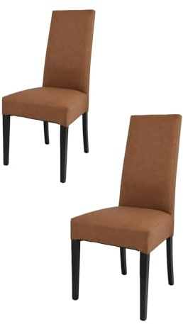 t m c s Tommychairs - 2er Set Moderne Stühle Luisa für Küche und Esszimmer, robuste Struktur aus lackiertem Buchenholz Farbe Wengeholz, Gepolstert und mit Kunstleder in der Lederfarbe bezogen