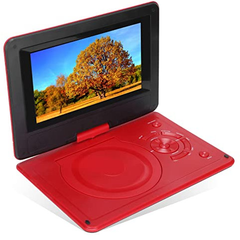 Tragbarer DVD-Player, 8,5-Zoll-HD-Bildschirm-DVD-Player, Unterstützung für 270-Grad-Dreh-Mobile-DVD-Player, mit Fernbedienung und Griff, für Auto/Kinder/Zuhause/Reisen(EU-rot)