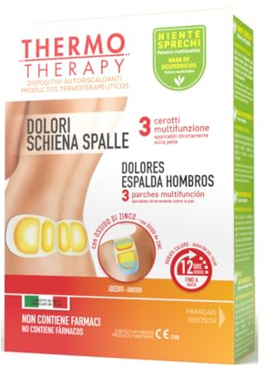 Thermo Therapy Pansements multifonction pour la douleur au dos et aux épaules, Applicables directement sur la peau, Emballage contenant 3 pansements multifonction auto-chauffants