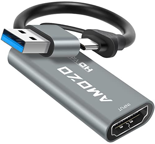 Newhope Video Capture Card, 4K HDMI to USB/USB C 2.0 Capture Card, 1080P HD 30fps Live and Record Video Audio Grabber for Gaming, Streaming, Teaching, Video Conference(Silver)