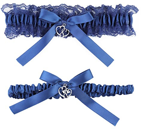 MWOOT Liga Novia Azul, Liga de Encaje Elástica, Accesorios de Vestidos de Novia de Boda, Novia a Ser Regalo de Día de Boda, Recuerdo de Boda Novia a Ser Despedida de Soltera Noche