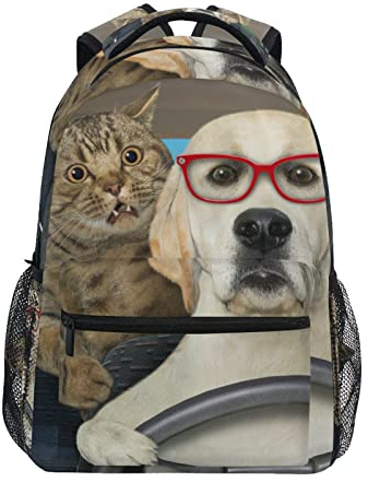 JUNZAN Sac à dos pour ordinateur portable de 40,6 cm - Motif bouledogue français - Pour enfants, garçons et affaires, Dog Labrador Lunettes pour chien et chat, Small