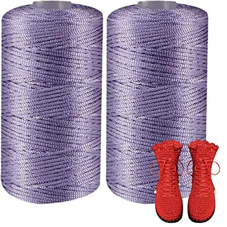 Weiches Cord-Nylongarn | 2 Stück Eis-Leinen-Seide, Handstrickgarn, leichtes Körpergarn | Handgemachtes Bastelgarn zum Stricken von Taschen, Mützen, Schuhen, Hilo-Garn Ecoticfate