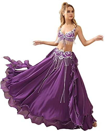 ROYAL SMEELA Bauchtanz kostüm Damen Set Karnevals kostüm Bauchtanz BH gürtel Rock Anzug Bauchtanz-Kleidung Profi Bauchtanz-Set Bauchtänzerin Kostüme Bauch tanzen Kostum Bauchtanz-Outfits für Frauen