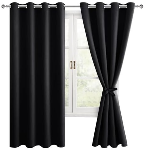 Hiasan Verdunklungsvorhänge Gardinen mit Ösen,Schwarz Blickdicht Vorhänge,Halloween Vorhang,2 Stück,132 x 160 cm (Breite x Höhe),Vorhänge Kurz,weiche Schiebevorhänge für Schlafzimmer,Wohnzimmer usw.