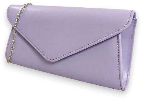 UShopUK Bolso de mano liso de piel sintética para novia, graduación, boda, noche, fiesta, bolso de mano, Lila