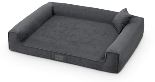 exclusive BED Hundebett Sofi Grosse Mittelgroße Kleine Hunde - Hundekissen Hundematte aus Polyurethan - Waschbar Kuschelig Langlebig Abriebfest Reißfest (XL| 110x85cm, Graphit)
