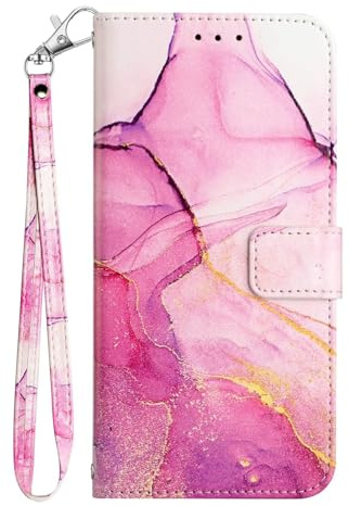 Bnvdfre Handyhülle für Honor Magic 5 Pro Hülle Premium Marmor Lederhülle Klapphülle Flip Case Tasche Magnet Kartenfach Standfunktion Cover Glitzer Schutzhülle - Violett