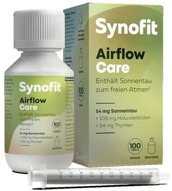 Synofit Airflow Care 100 ml I Mit Sonnentau, Holunder und Thymian I Einzigartiges Produkt für Atemwege I Für Kinder und Erwachsene I Kein Zucker hinzugefügt