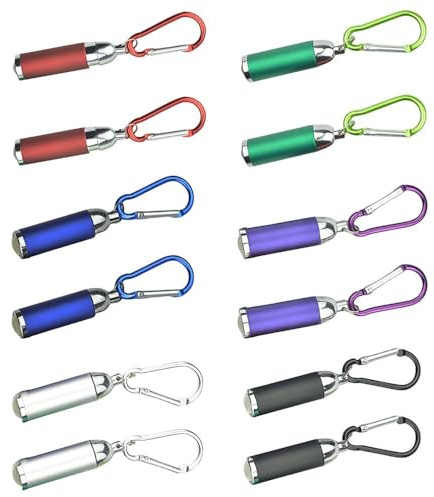 BNGXR 12 Stück Mini LED Taschenlampe mit Schlüsselanhänger - Tragbare Aluminiumlegierung Kinder Taschenlampe für Outdoor, Camping und Radfahren