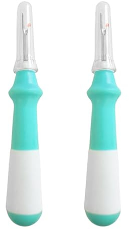 2 Pieces Ergonomic Grip Seam Ripper, Colorful Large Thread Remover for Sewing Crafting Removing Embroidery Hems and Seams-Light Blue