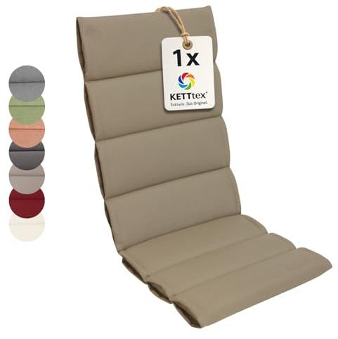 KETTtex EXKLUSIV Comfort Plus Auflage Hochlehner Taupe I Gartenstuhl Polster 120x50x5/3cm I hochwertige & Pflegeleichte Sesselauflage I Wetter- & formbeständige Stuhlauflage I KTH1 Sitzauflage