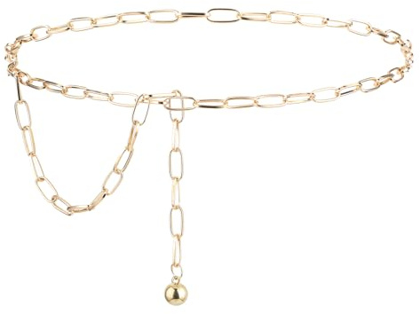 Molain Cintura Donna Cintura a Catena, Catena in Metallo, Catena in Vita Regolabile Cintura in Metallo a Maglie Cintura in Vita Moda per Abiti Jeans (Oro)
