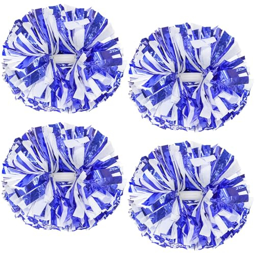 ZONITOK 4 Pcs Upgraded 12 inch Cheerleading Pom Poms, Plastic Cheering Squad Pompoms for Team Spirit School Sports Dance Party Cheering Kids Adults (Orange White)