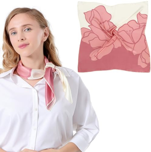 Bezioner Seidentuch 100% Maulbeerseide Schal Damen Seidentuch Haare 68x68cm Bandana Halstuch Quadratisch Kopftuch Mädchen Rosa