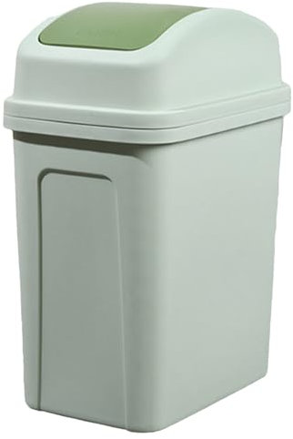 Wilitto Flip Top Waste Bin with Handle, Removable Swing Lid Garbage Rubbish Kitchen Dustbins Recycling Trash Can, Swing Top Waste Bin for Bedroom Kitchen Bathroom Living Room Office Green