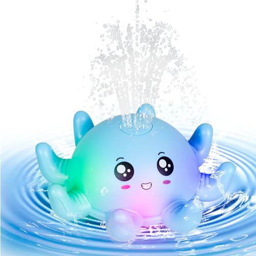 Badewannenspielzeug Baby Badespielzeug Wasserspielzeug,LED Oktopus Spray Induction Schwimmende Baden Spielzeug mit Licht, Baby Geschenk badespielzeug ab 1 2 3 Jahr