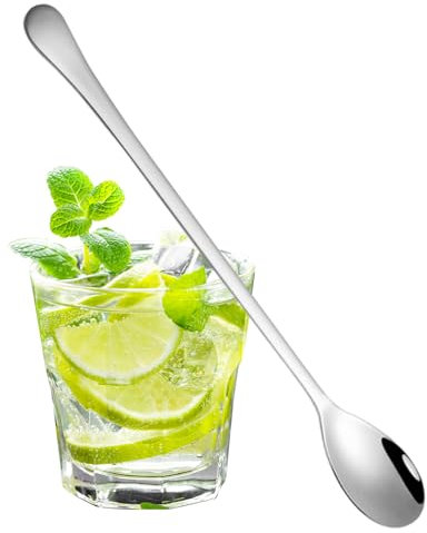 Latte Spoon Latte Spoons Stainless Steel Teaspoon Dishwasher Safe Long Handle Dessert Spoons for Sundae, Ice Cream, Iced Coffee 7.95 Inch