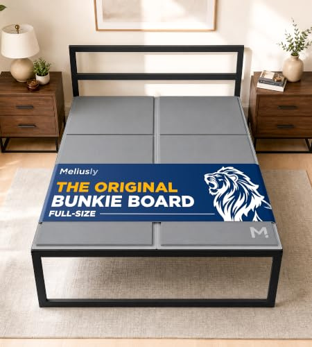 Meliusly Low Profile Bunkie Board Full Size (54x75) - Non-Slip Breathable Bed Support Board for Slatted Bed Frame, Anti-Sag Under Bed Support, Noise Minimizing Moisture Resistant Bed Board