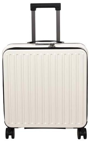 A1 Fashion Varor pilotfodral hård PC laptopväska 4 hjul kabinstorlek affärsresa bagage scoot, Benvitt, L, Pilotfodral kabinstorlek stor portfölj