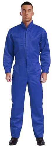 Sxiwei Arbeitsoverall Herren Arbeitsanzug Einteiliger Langarm Elastischer Taille Maleroverall Handwerker Jumpsuit Schutzkleidung Königsblau S