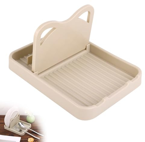 Gosknor Löffelablage mit Deckelhalter, Löffel- und Deckelablage Topfdeckelhalter Schöpfkellenhalter Küchenlöffelablage Küchenutensilienhalter für Pfannenwender Utensilien Schöpfkelle Zange Beige