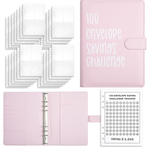 LURNODY Sparmappe für Geld Geldsparmappe, 100 Envelope Saving Challenge, Sparbuch für Geld Challenge, Spar Challenge für Budgetplaner, Wird Verwendet, um die Gewohnheit zu Entwickeln, Geld zu Sparen