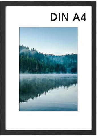 COMPOLICY A4 Bilderrahmen Schwarz Bilderrahmen Holz rahmen 21x30cm Standing and Wall-mounting Capabilities Posterrahmen Für Fotos, Bilder, Poster