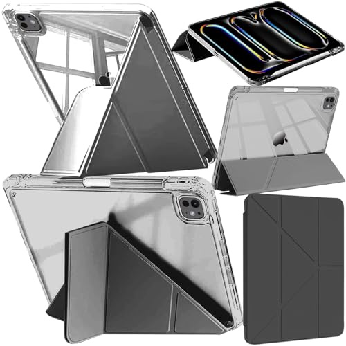 A-BEAUTY Case for iPad Pro 13 Inch M5/M4 Slim Y-Stand Cover Black | Clear Back Shell with Pencil Holder, Auto Wake Sleep