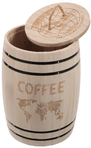 BUGUUYO Luftdichtes Kleines Holzfass Mit Deckel Für Kaffeebohnen Und Tee Aufbewahrung Vintage Bauernhaus Küchenbehälter 6.89X4.92X4.92In