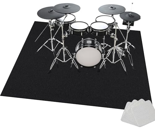 Drum Teppich Schlagzeug Teppich | Trommelmatte Schalldichte Matte Rutschfeste | Professioneller Elektrisches Schlagzeugmatte Bass Drum Snare Musikinstrumente Teppich | Schallschutzmatte 200 x 180 cm