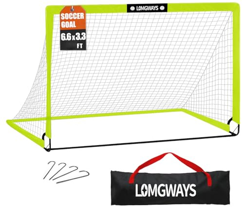 6.6x3.3 ft Portable Kids Soccer Goal with Carry Bag for Backyard | Indoor+Outdoor Use| Easy Set Up | Portable|Great for Kids|Secure Anchoring