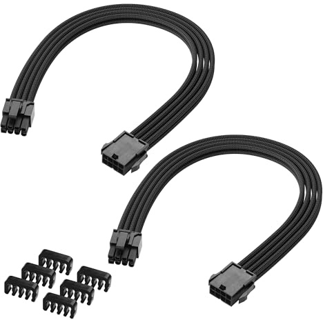 ELFJMZP Verlängerungskabel-Adapter ATX 8-polig auf ATX 8-polig (6+2) Stecker, Weiß, für PC Build, High-End-GPU-Kabel-Layout, 30 cm (schwarz)