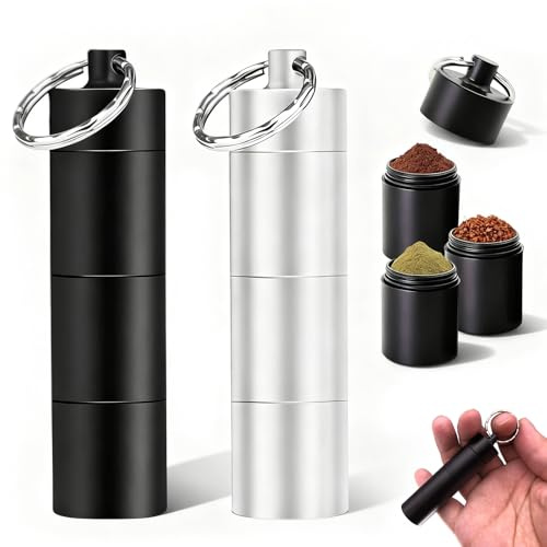 Mini Salzstreuer für Unterwegs, 2 Stück Gewürzdosen Mini Gewürzstreuer Camping Kleine Gewürzgläser Set Wasserdichte Aluminium Salzstreuer mit Deckel für Camping Picknick BBQ Reise