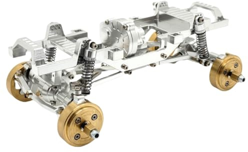 CCXTKENWU RC Car Upgrade Chassis Ganzmetallrahmen mit Ersatzteilen, Dual-Speed-Getriebe und Gegengewicht, kompatibel mit FMS 1/24(Silver)