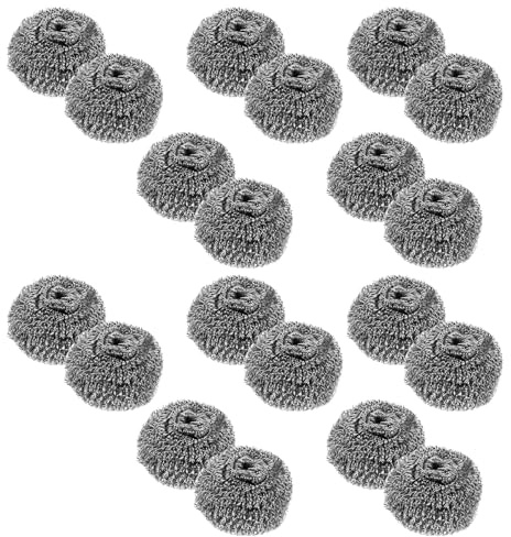Gogogmee 20pcs Stainless Steel Dish Scrubber Balls for Kitchen Utensils Wire Scouring Pads for Removing Stubborn Oil Stains from Pots Pans Skillets and Baking Trays Steel Wool Cleaner