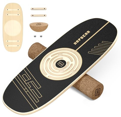 HAPBEAR Labyrinth Balance Board für Erwachsene – 6-in-1 Surf Balance Board Set mit Korkrolle & Halbkugel, einstellbare Magnetstopper für Core und Gleichgewicht, geeignet für Zuhause, Büro & Fitness