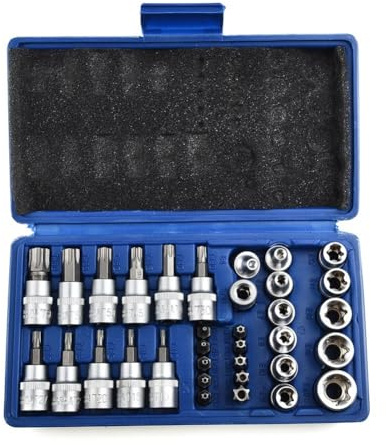 NEIQIUWING Para 34 piezas de llaves de vaso Torx y juego de puntas (macho/hembra) para aplicaciones de seguridad E